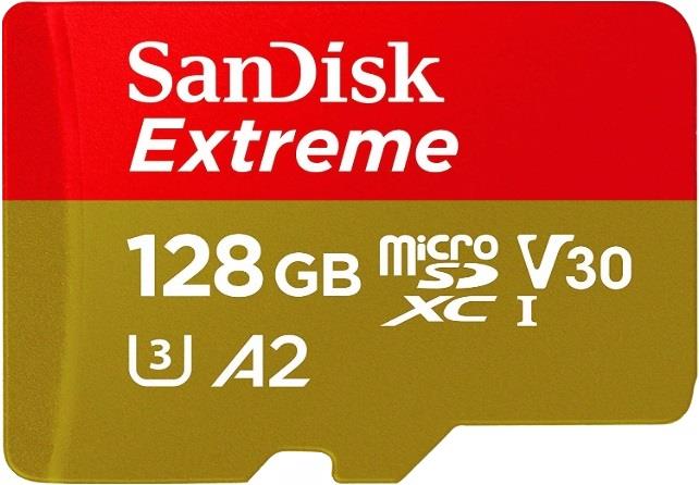 SANDISK Memoria micro SD 128 GB Sandisk Extreme classe 10 + adattatore